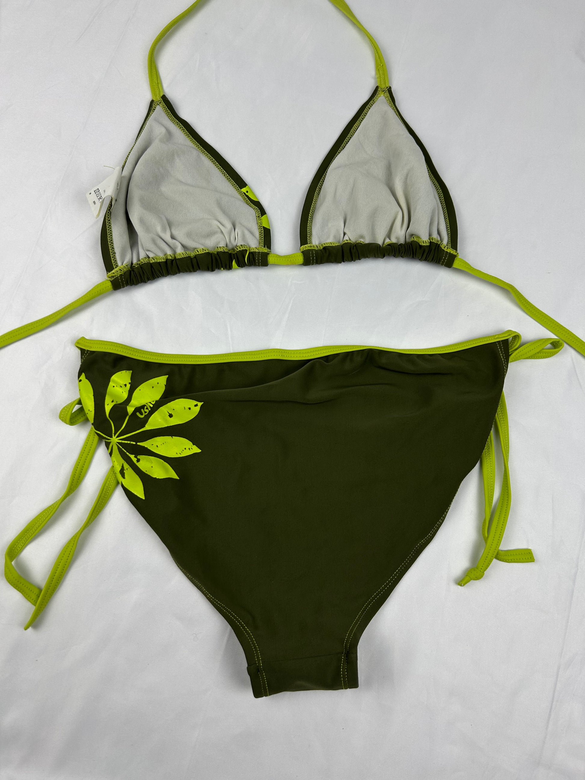 Khaki adjustable low rise bikini set (XL)