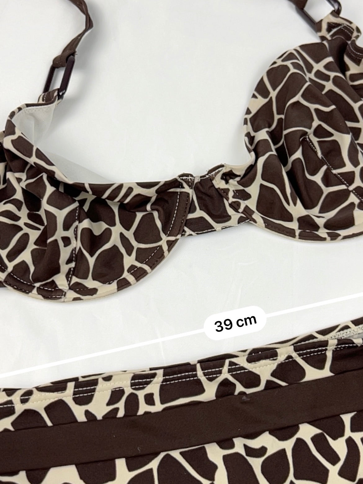 Brown animal print low rise bikini set (XL)