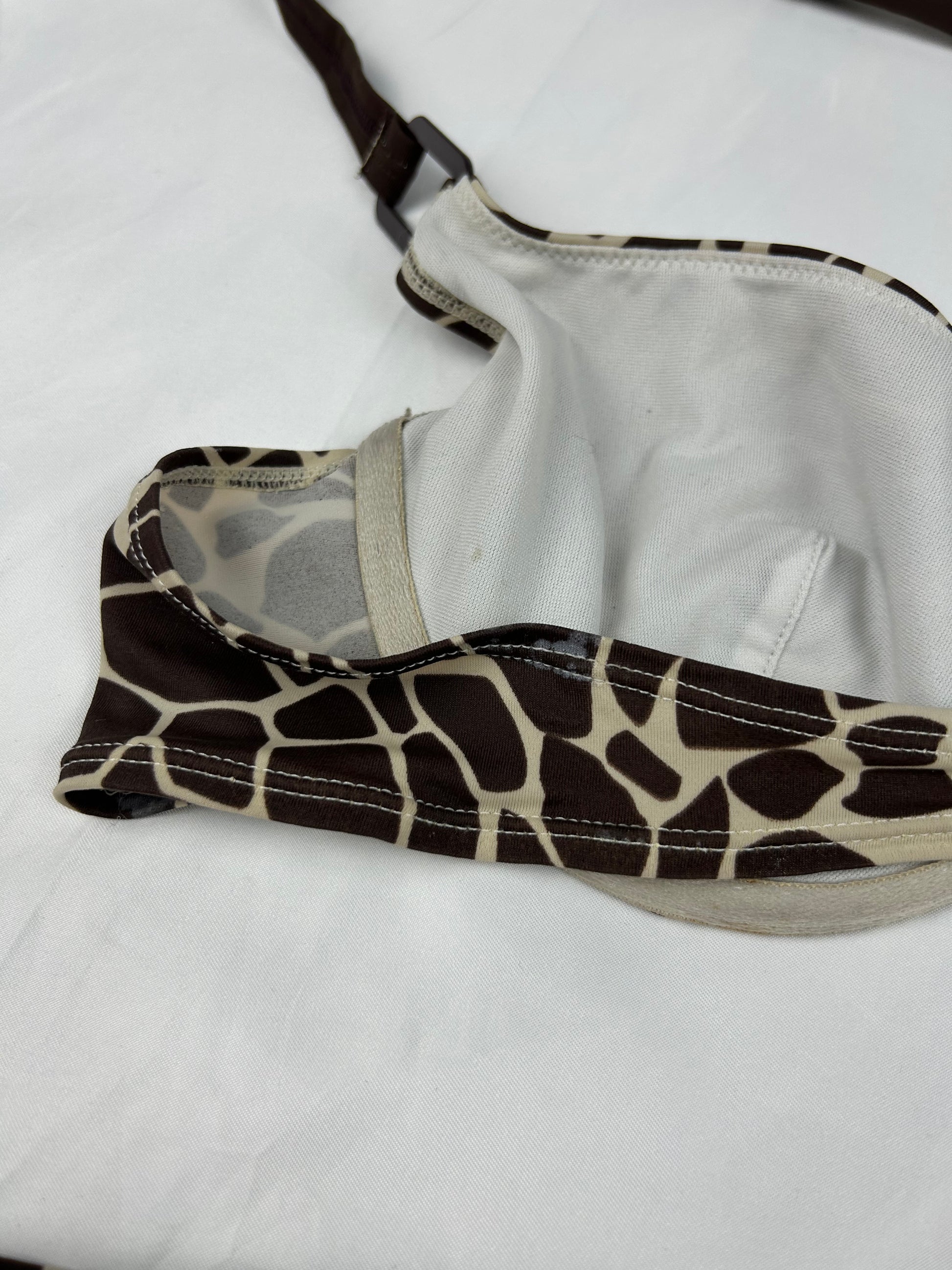 Brown animal print low rise bikini set (XL)