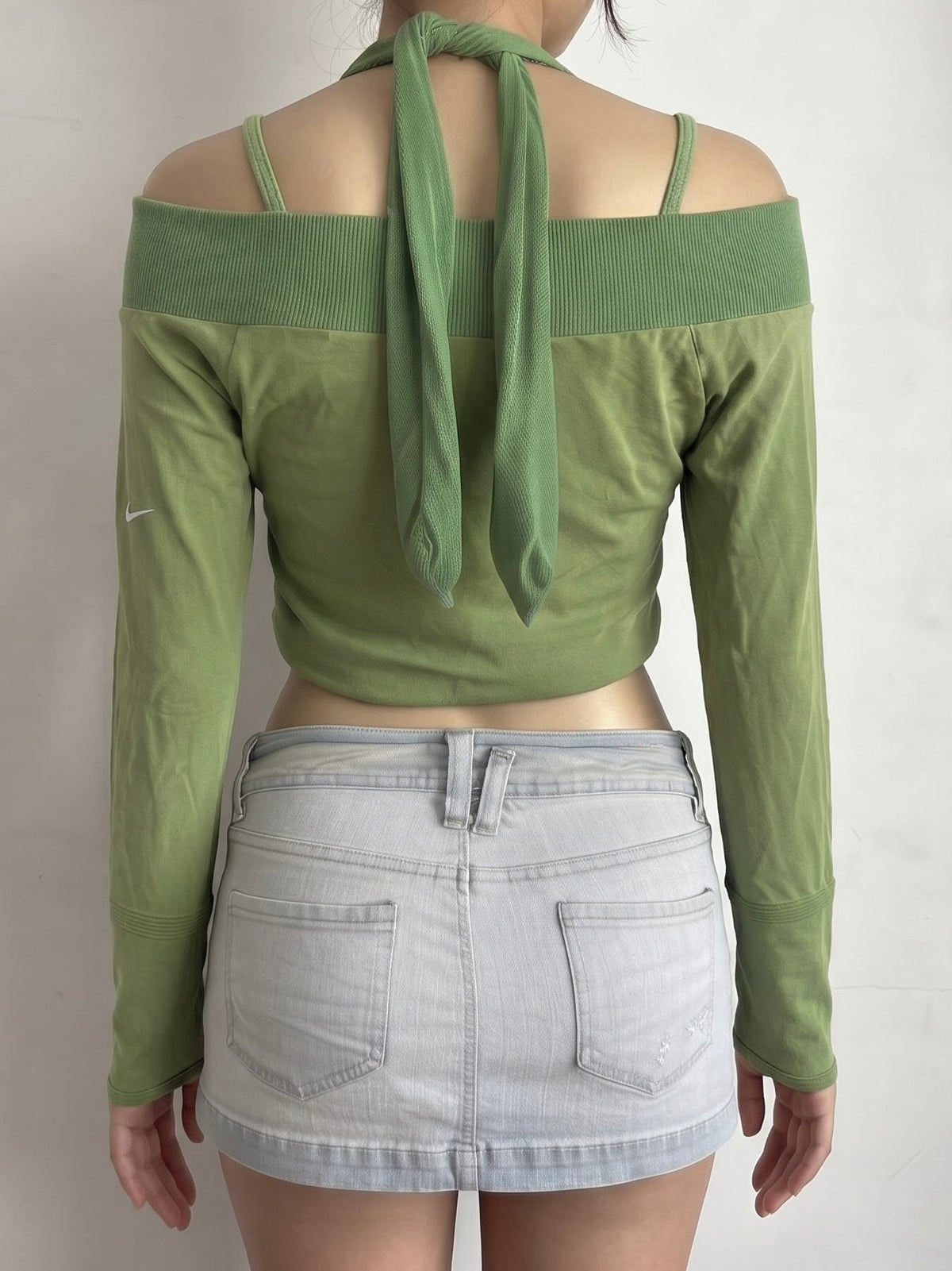 Green 2 in 1 long sleeves top (S)