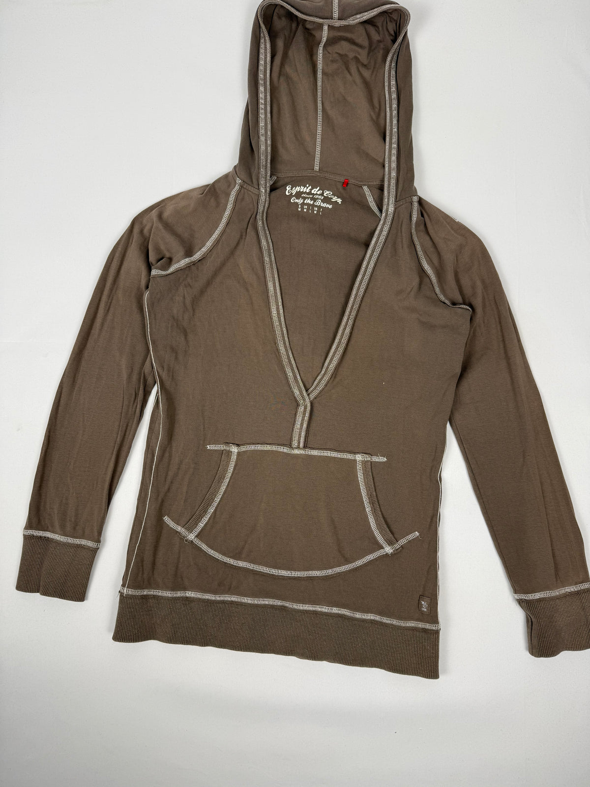 Khaki cotton hooded top (L)