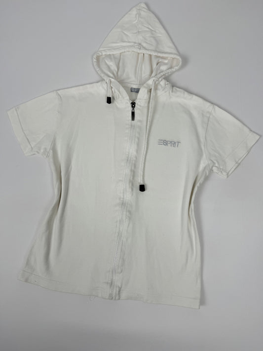 White zip up short sleeves sweatshirt (XL)