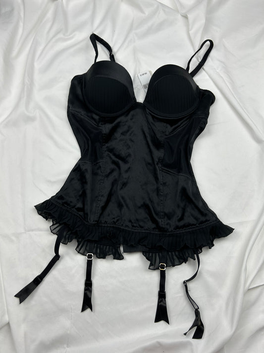 Black silk brand new corset top (S)