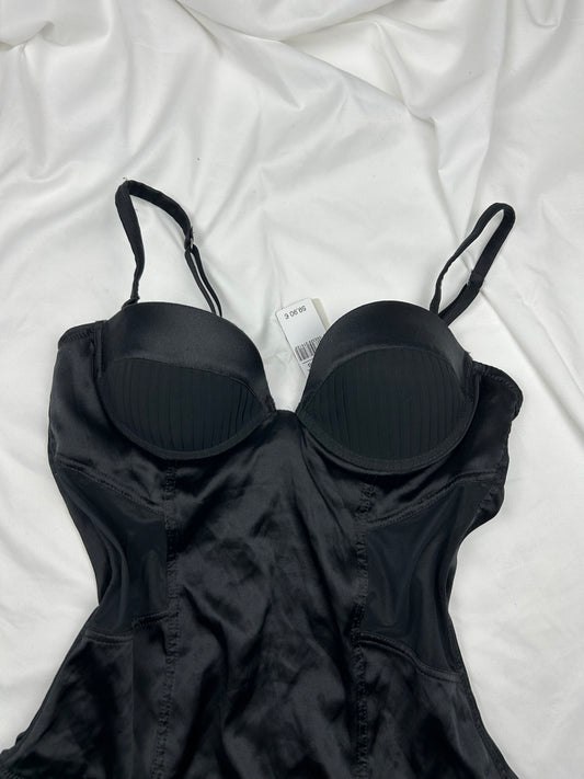 Black silk brand new corset top (S)