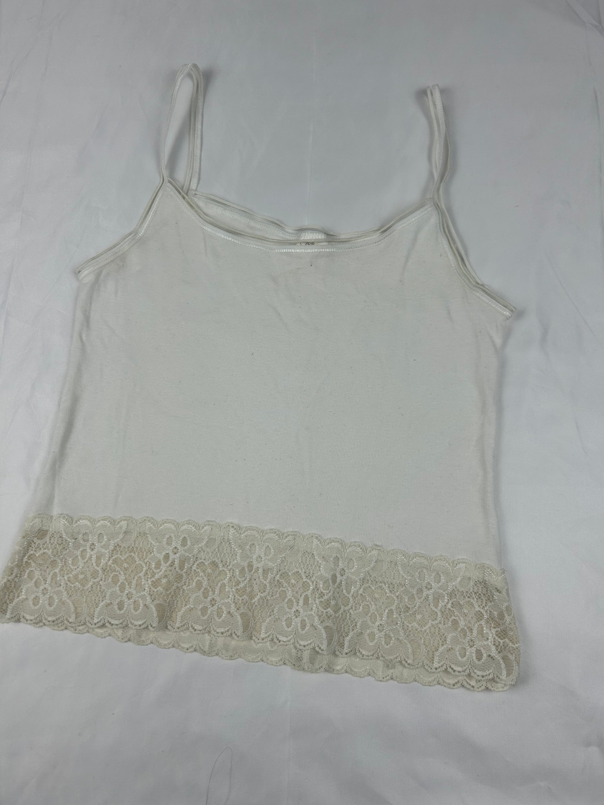 White stretchy lace cami top (S)