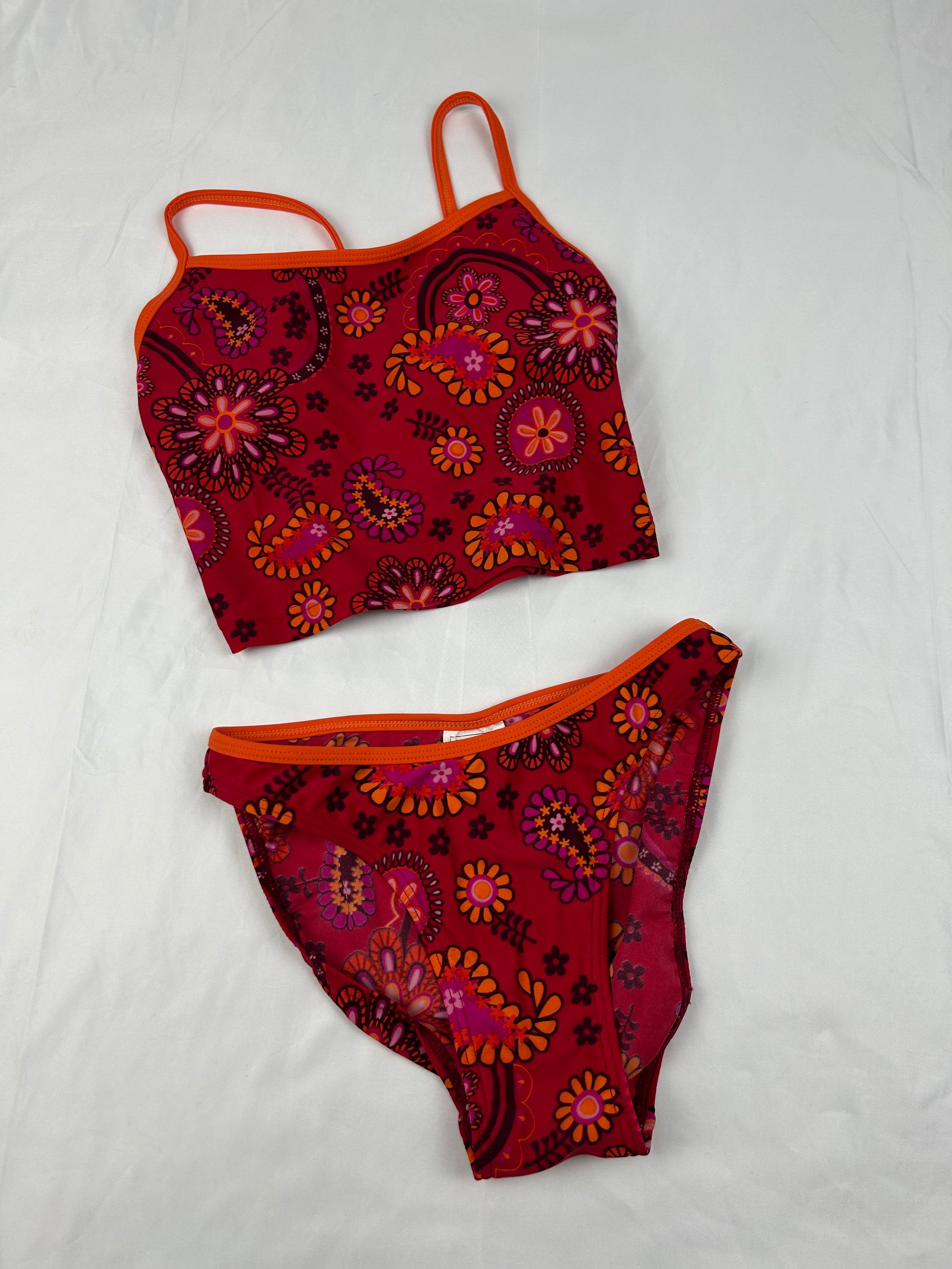 Red floral cami top bikini set (XS/S)
