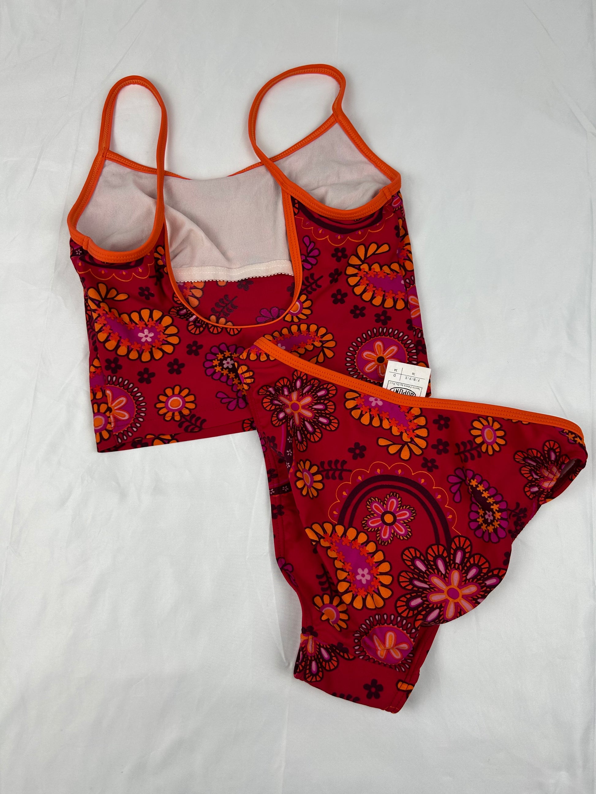 Red floral cami top bikini set (XS/S)