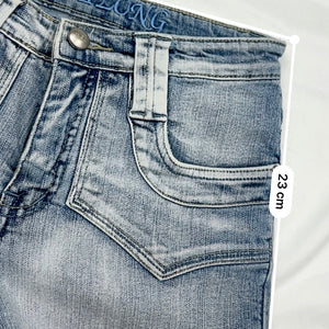 Blue denim low rise mini short (XS)