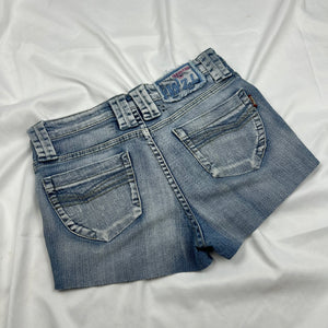 Blue denim low rise mini short (XS)