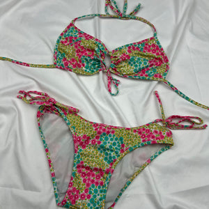 Multicolor floral low rise bikini set (XS)