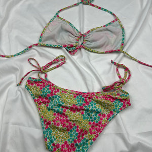 Multicolor floral low rise bikini set (XS)