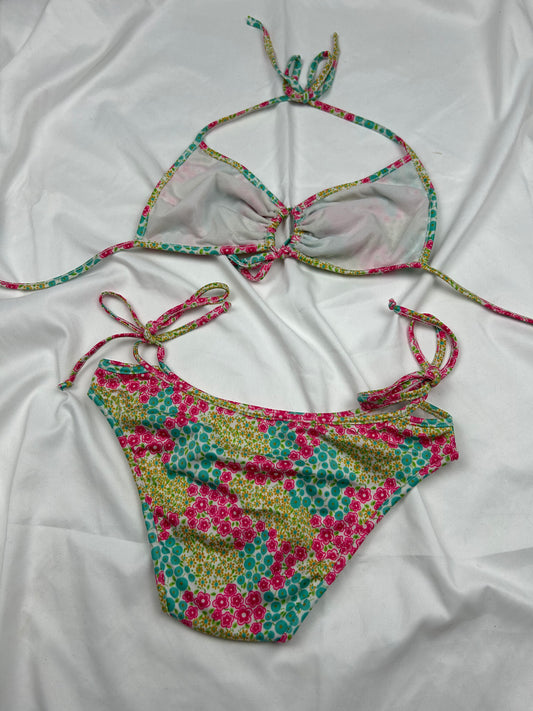 Multicolor floral low rise bikini set (XS)