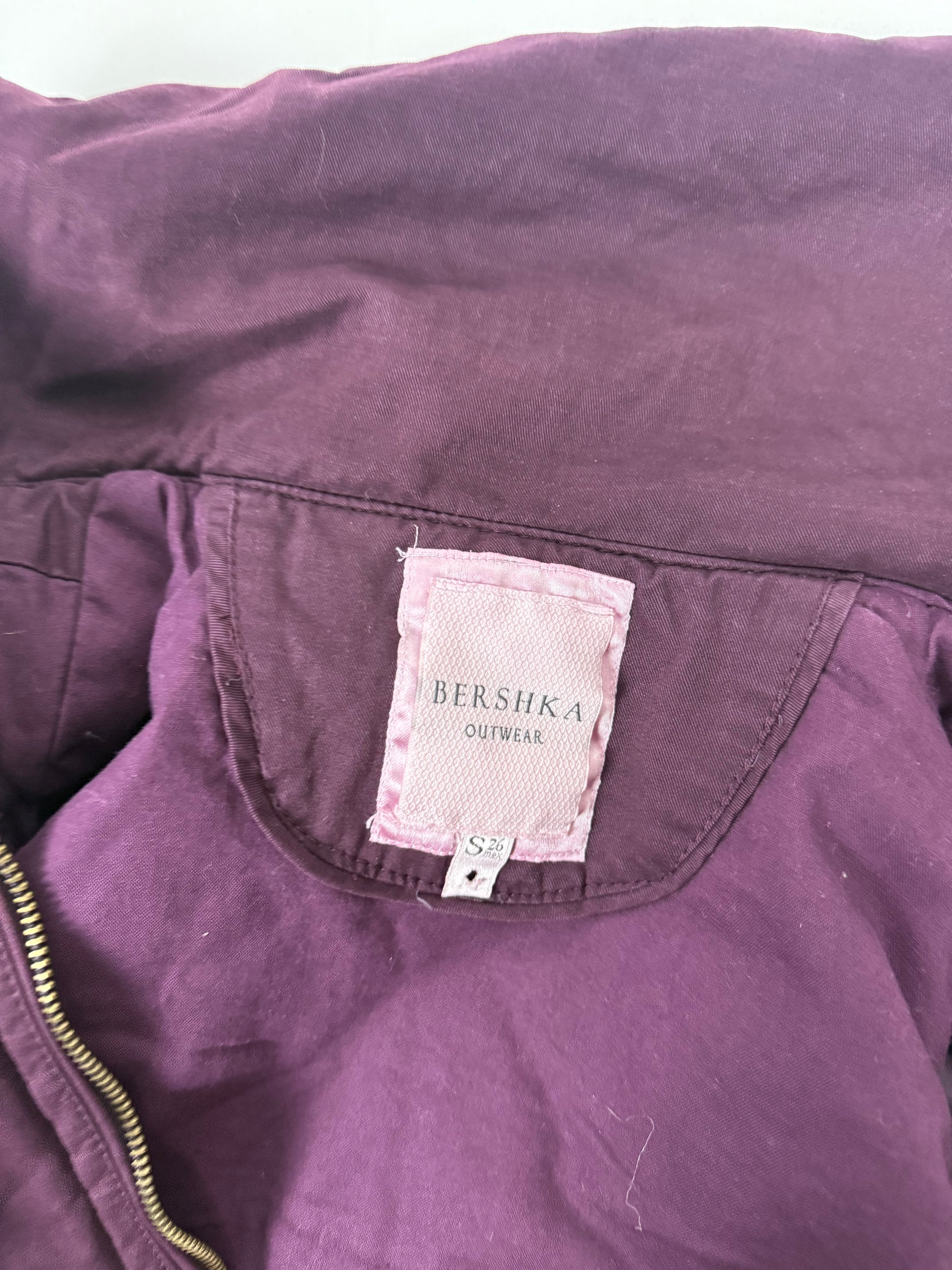 Purple zip up high neck biker jacket (S)