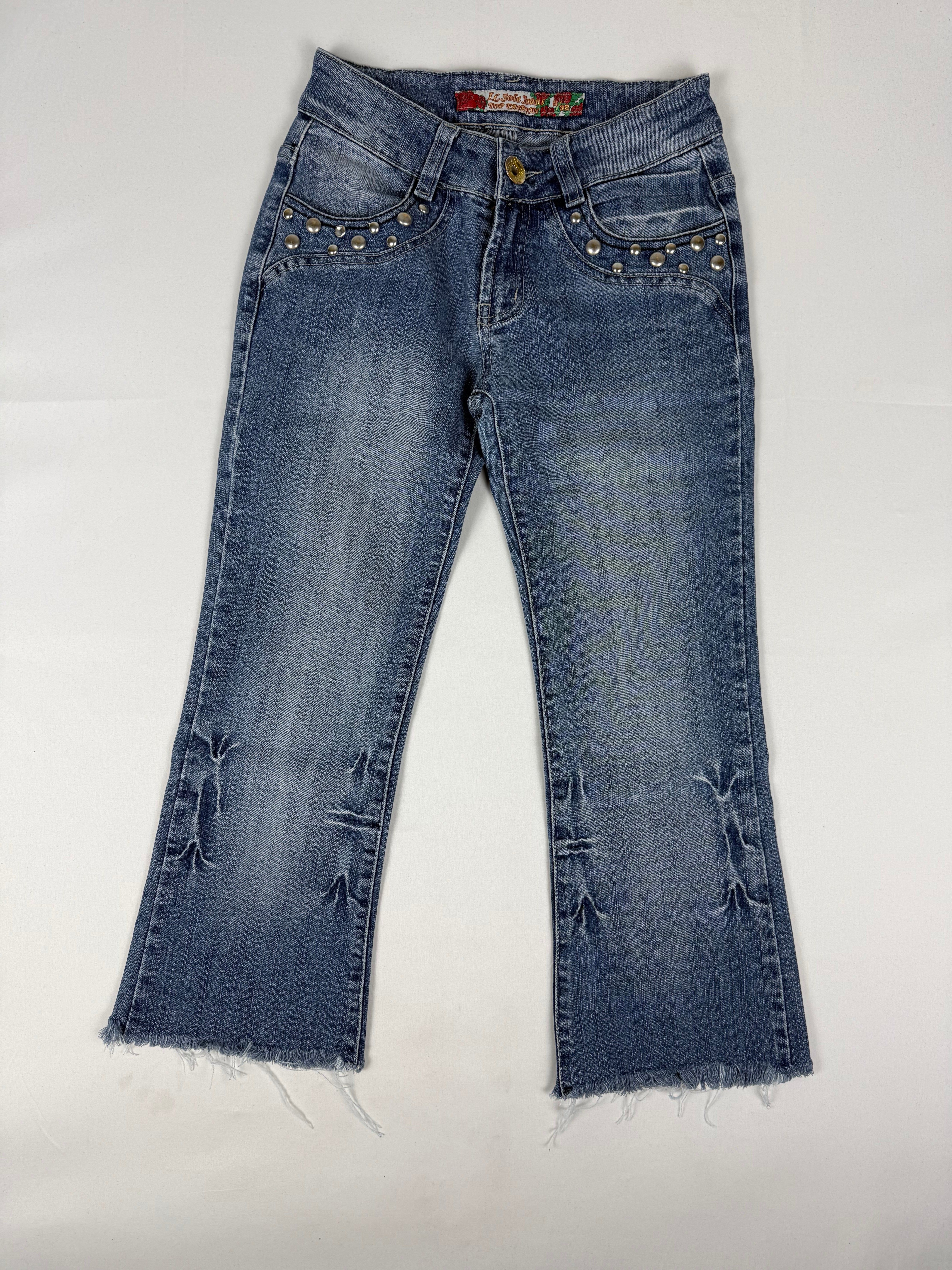 Blue denim low waist capri pants (XS)
