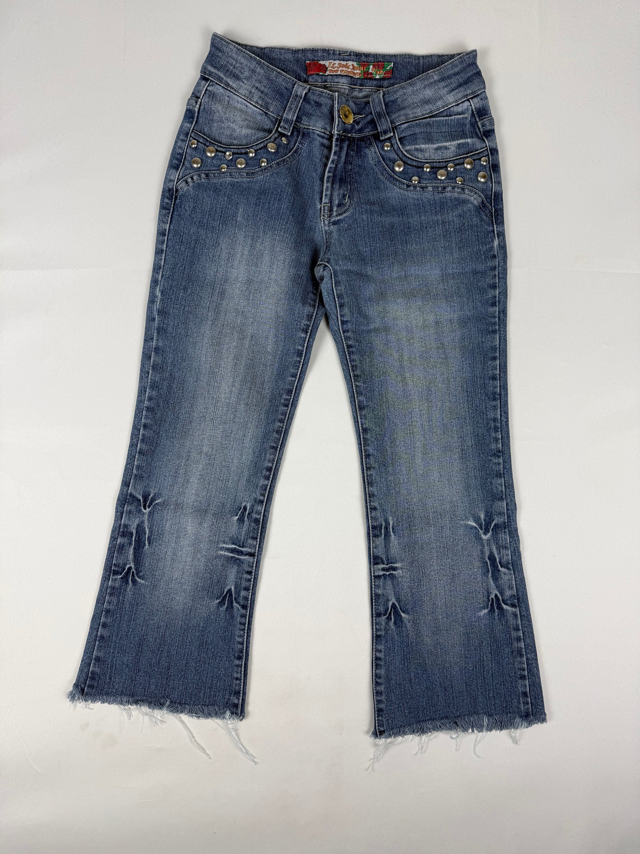 Blue denim low waist capri pants (XS)