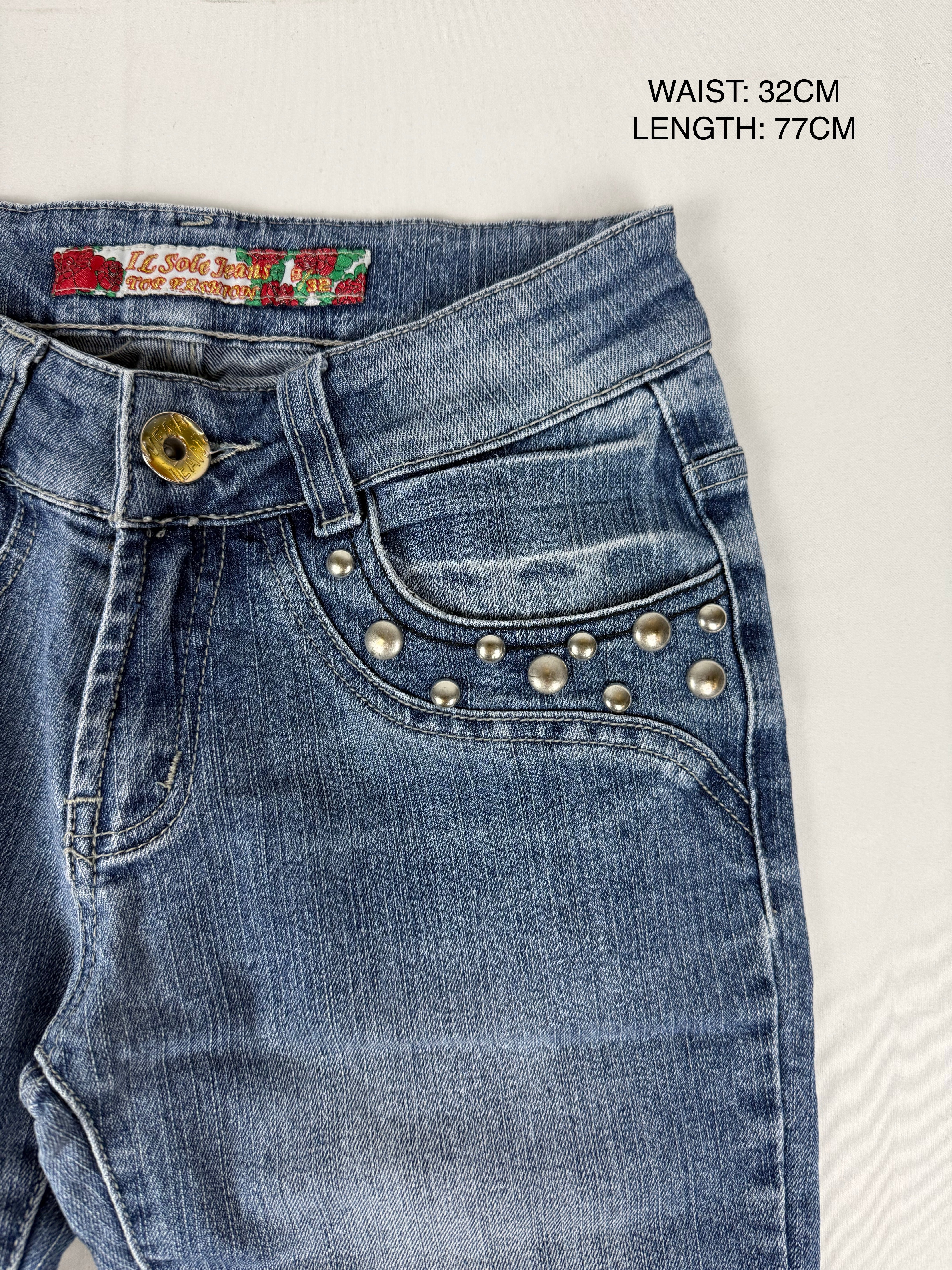 Blue denim low waist capri pants (XS)