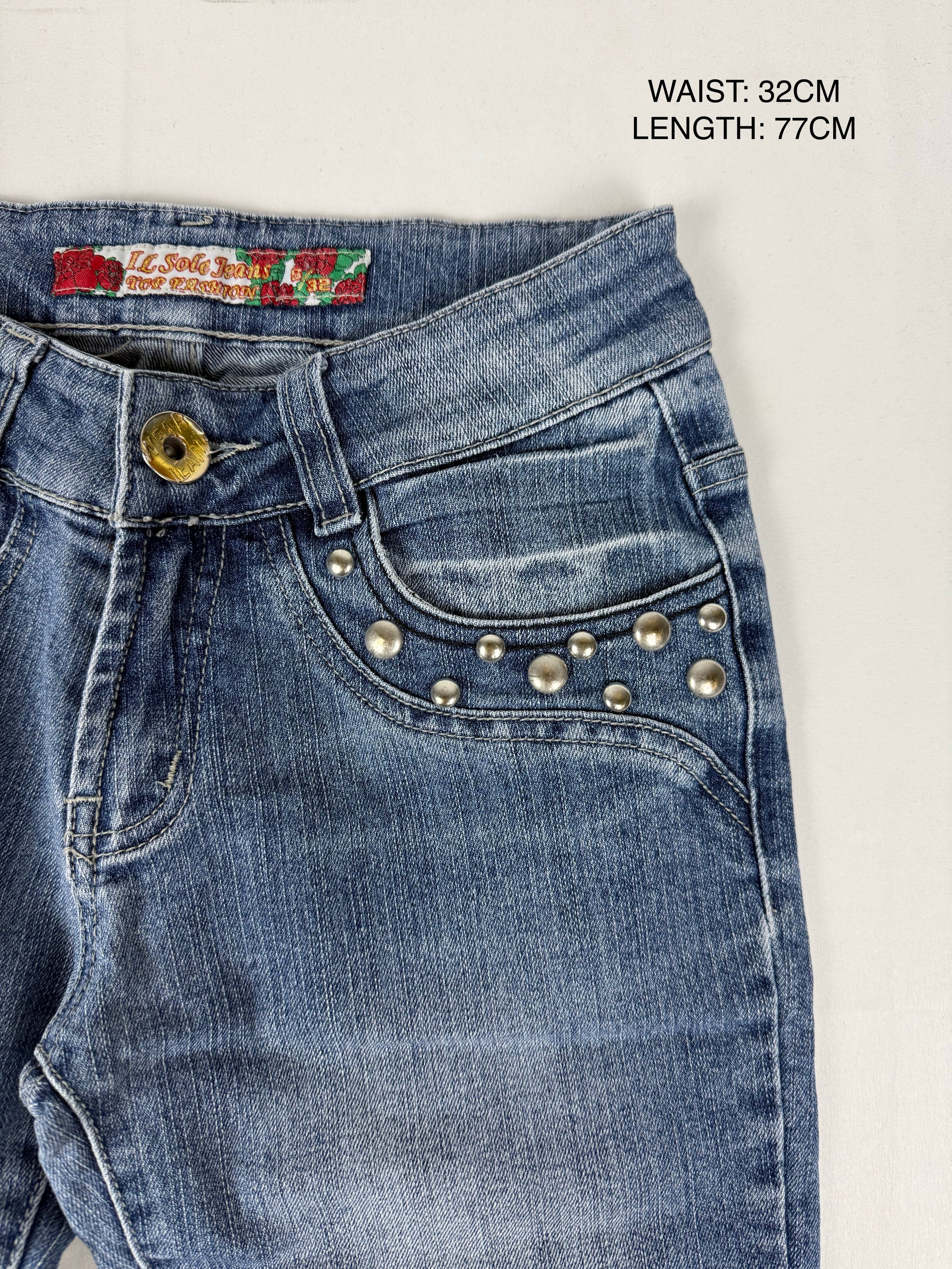 Blue denim low waist capri pants (XS)