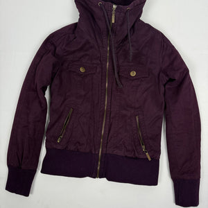 Purple zip up high neck biker jacket (S)