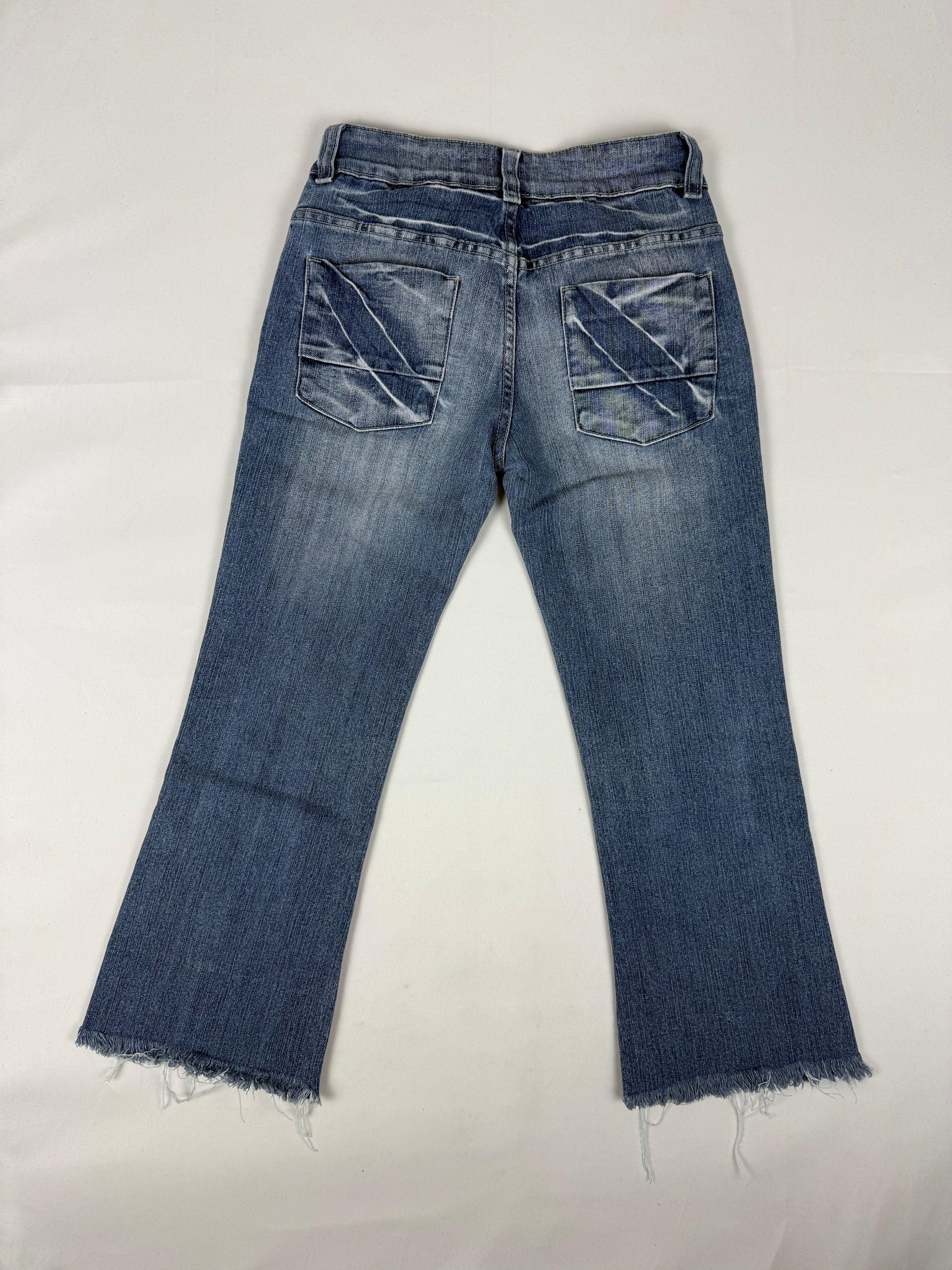 Blue denim low waist capri pants (XS)