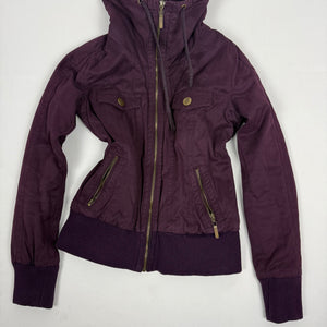 Purple zip up high neck biker jacket (S)