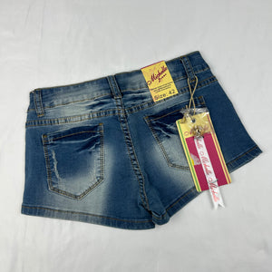 Blue denim low rise mini short (XS)