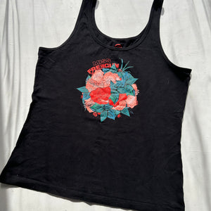 Black logo cotton tank top (M)