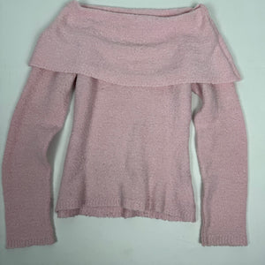 Baby pink bardot off shoulder jumper (M)