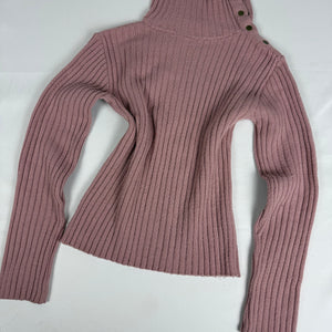 Pink turtleneck ribbed jumper (M)
