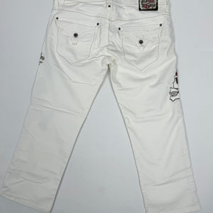 White low rise embroidered denim capri pants (M/L)