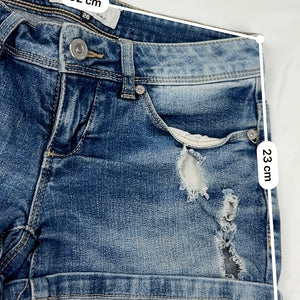 Blue denim low rise mini short (XS)