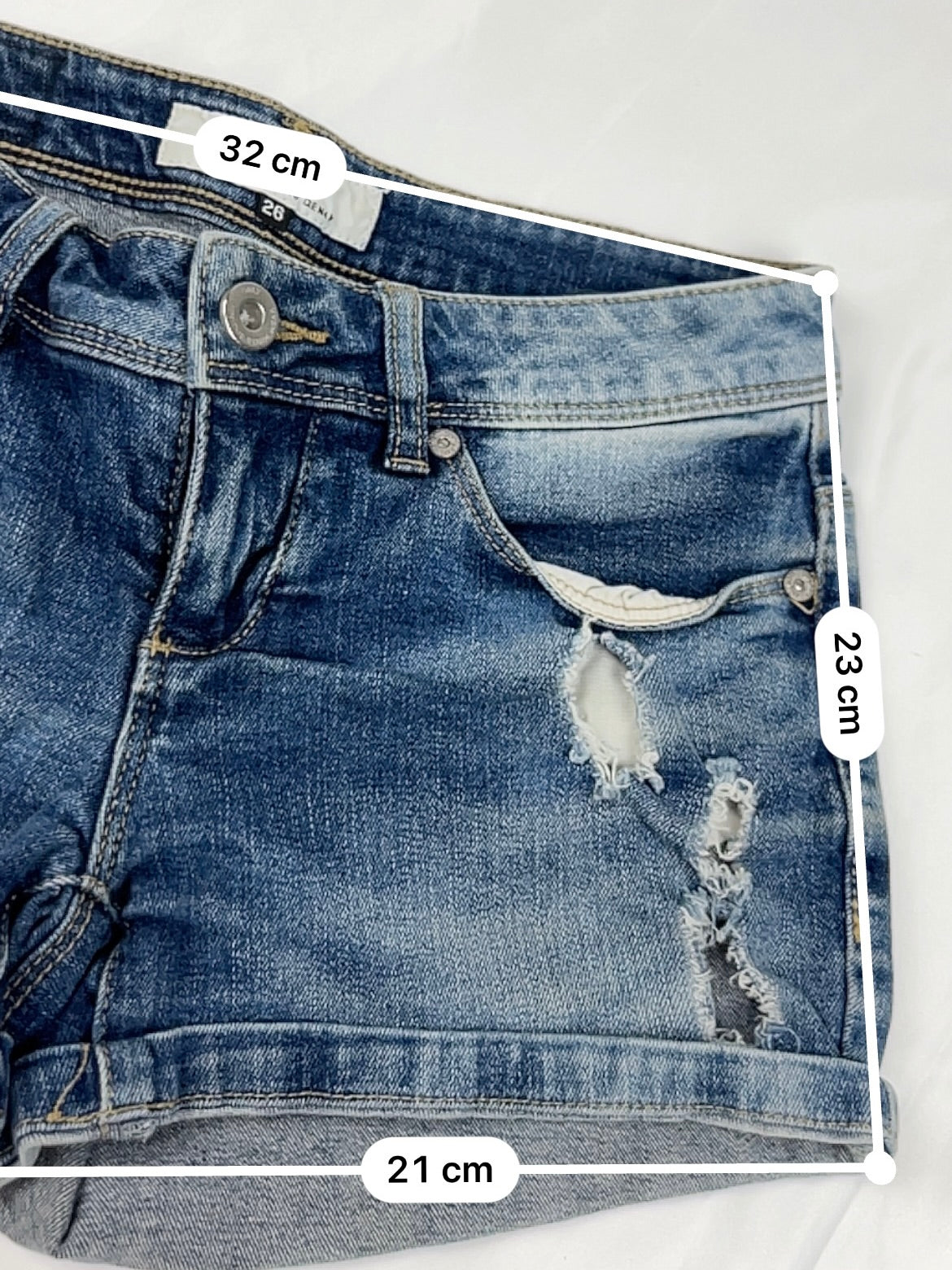 Blue denim low rise mini short (XS)