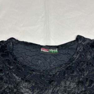 Black mesh velvet long sleeves top (S/M)