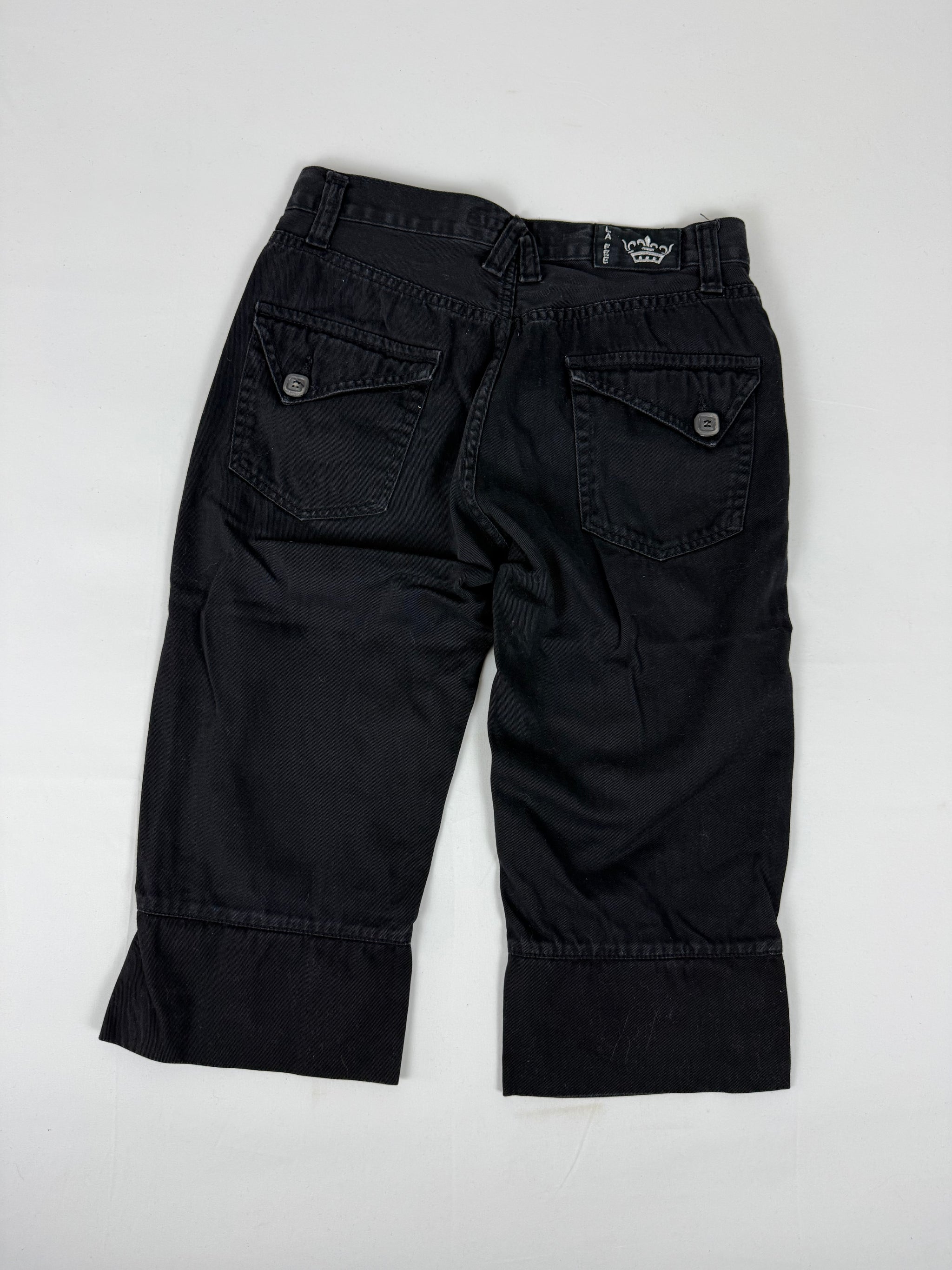 Black denim low rise capri pants (S)