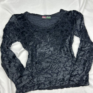 Black mesh velvet long sleeves top (S/M)