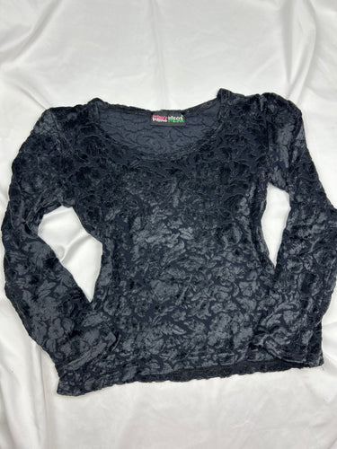 Black mesh velvet long sleeves top (S/M)