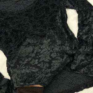 Black mesh velvet long sleeves top (S/M)