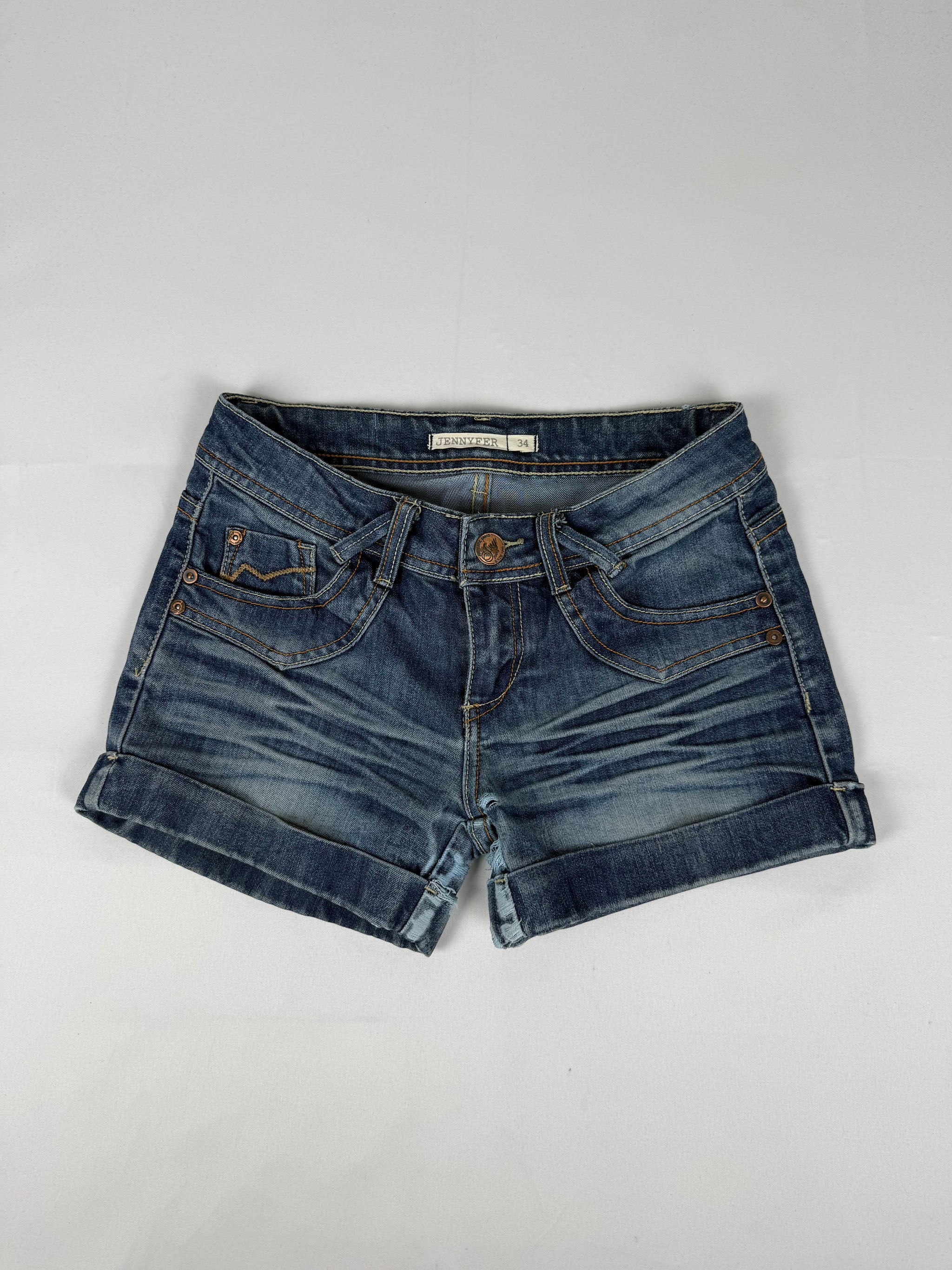 Navy denim low rise mini short (XS)
