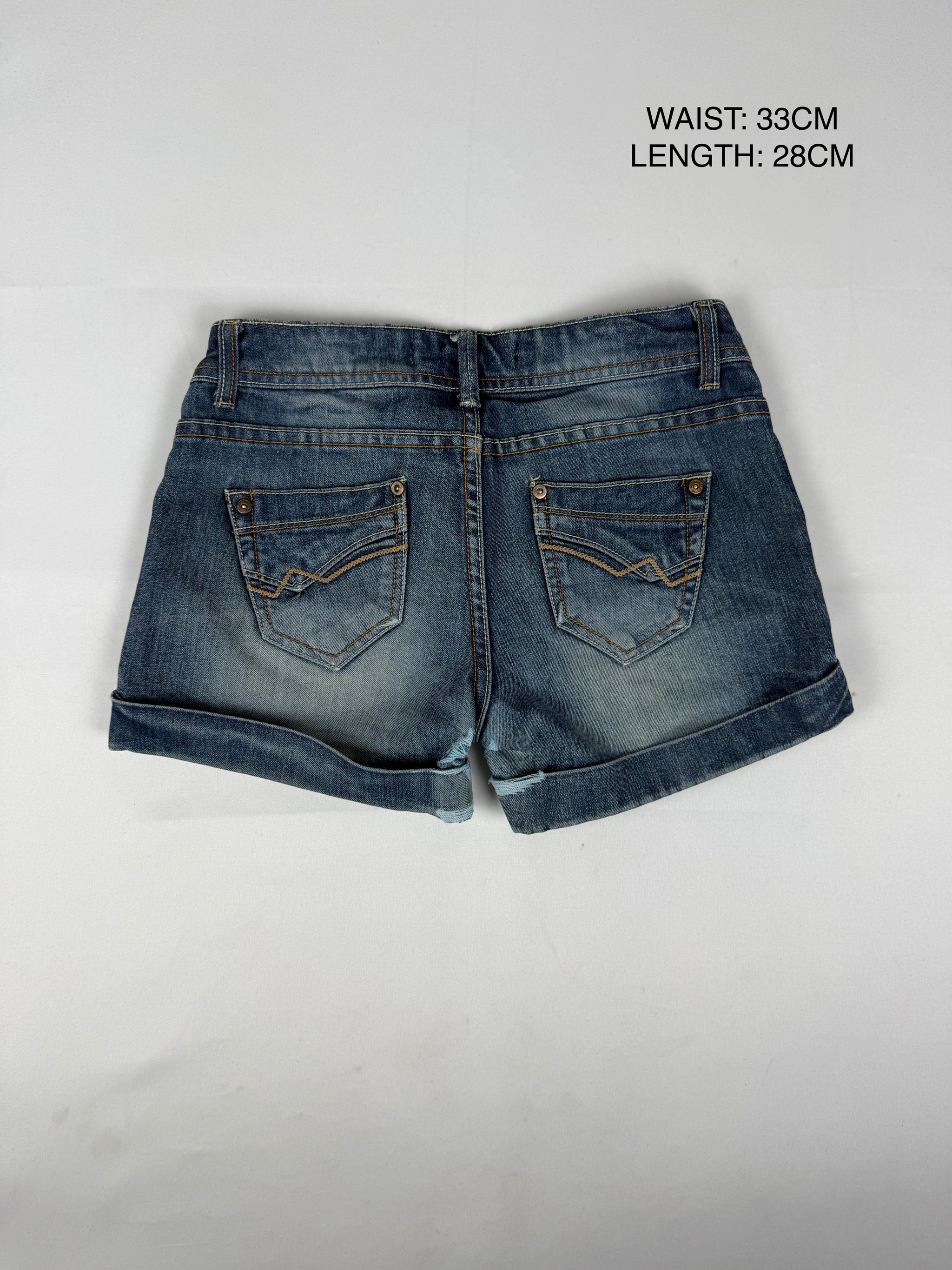 Navy denim low rise mini short (XS)