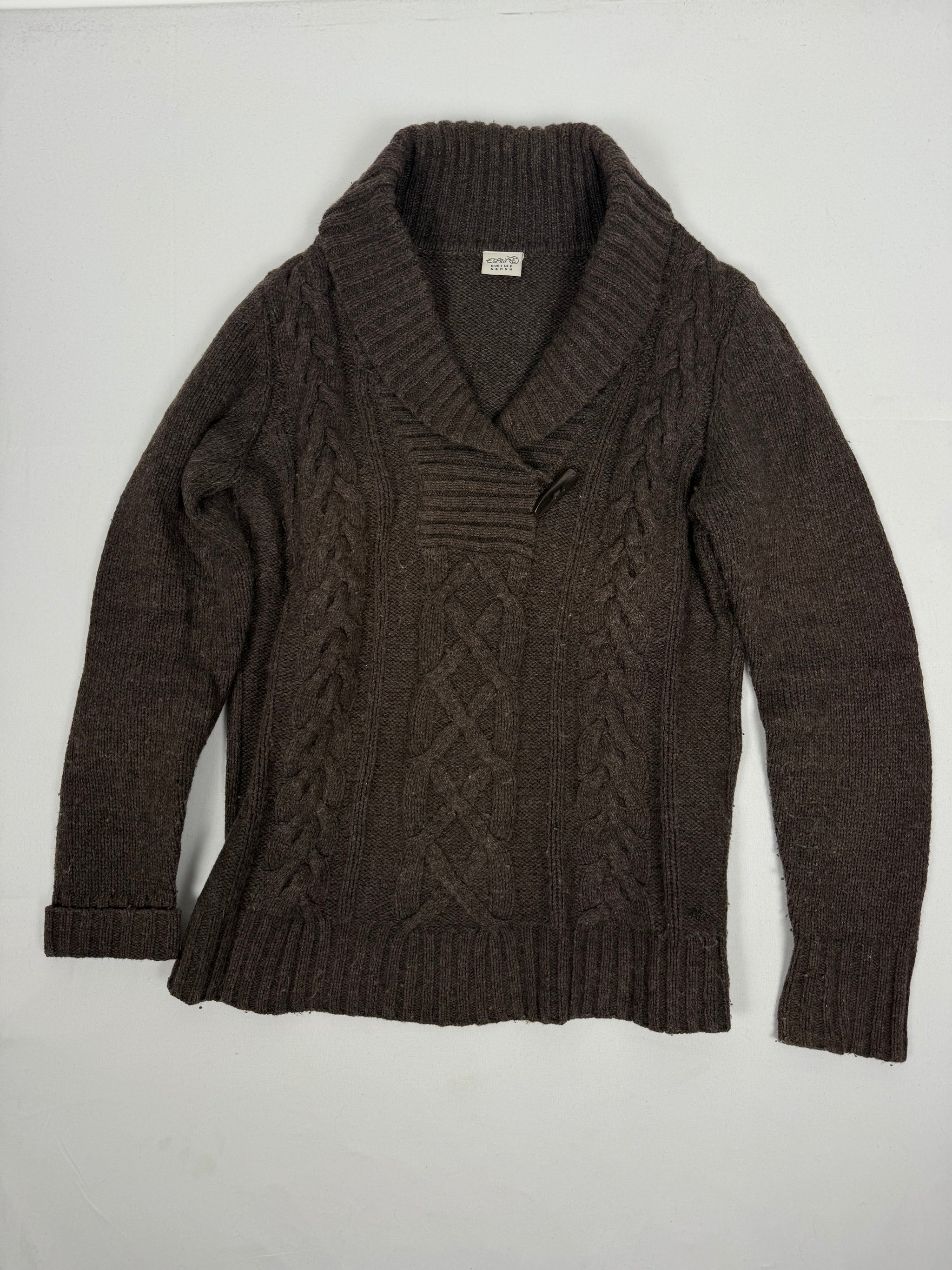 Brown polo neck wool jumper (S)