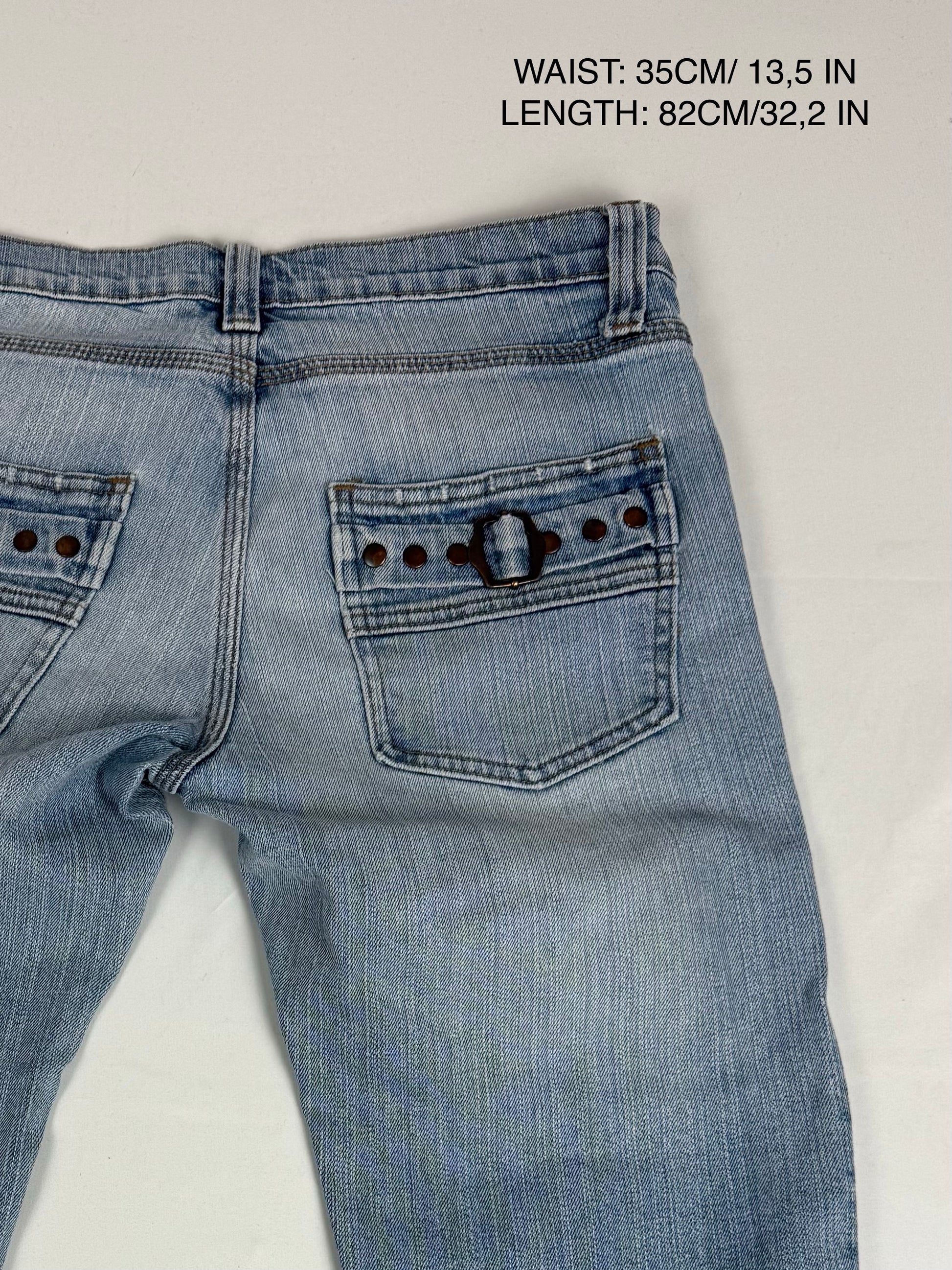 Blue denim low rise capri pants (S)
