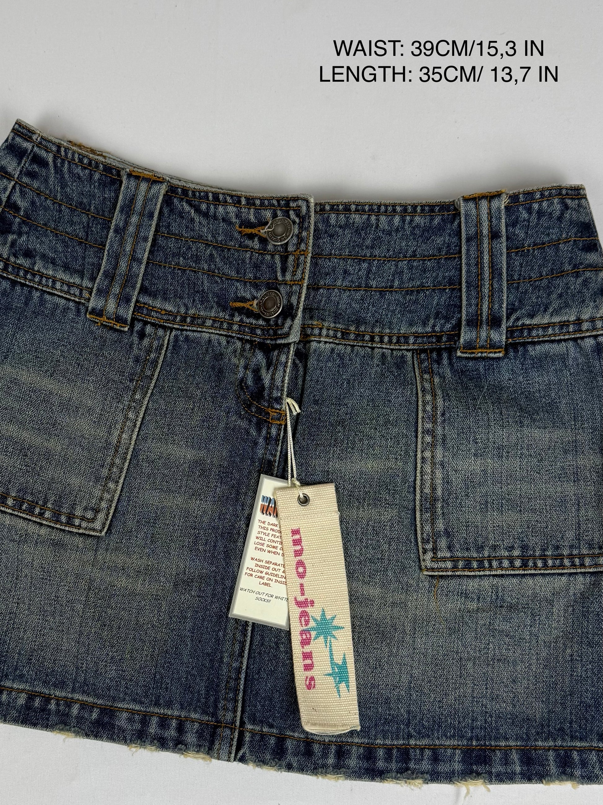 Blue denim low rise brand new mini skirt (S)