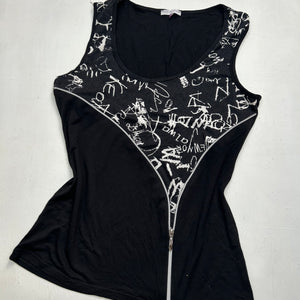 Black zip up stretchy tank top (M/L)
