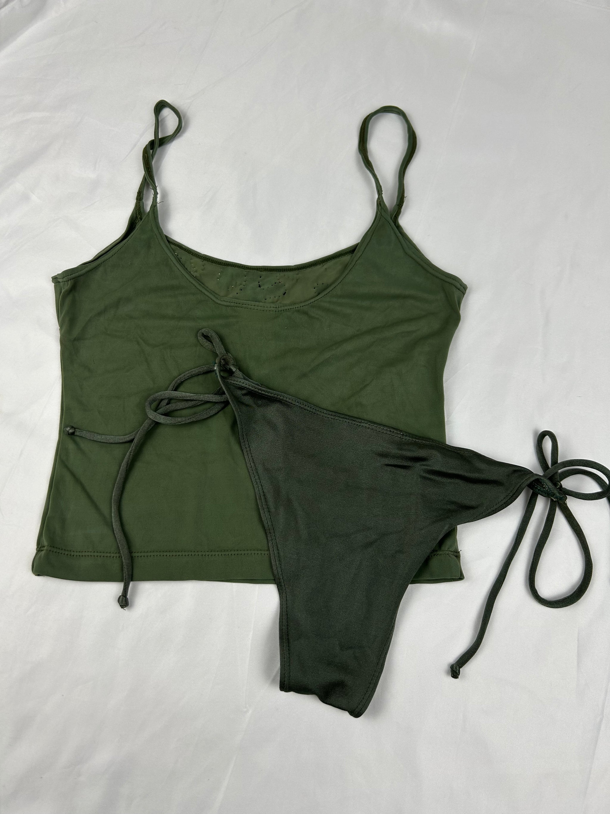 Khaki cami top bikini set (XS/S)