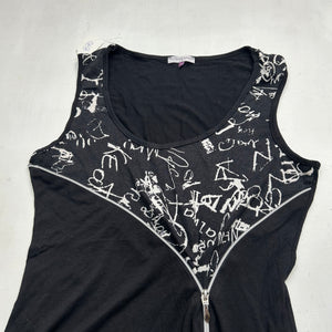 Black zip up stretchy tank top (M/L)