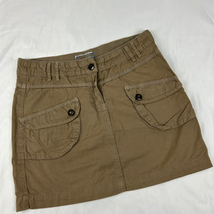 Beige denim low rise cargo mini skirt (S)
