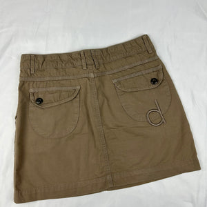 Beige denim low rise cargo mini skirt (S)