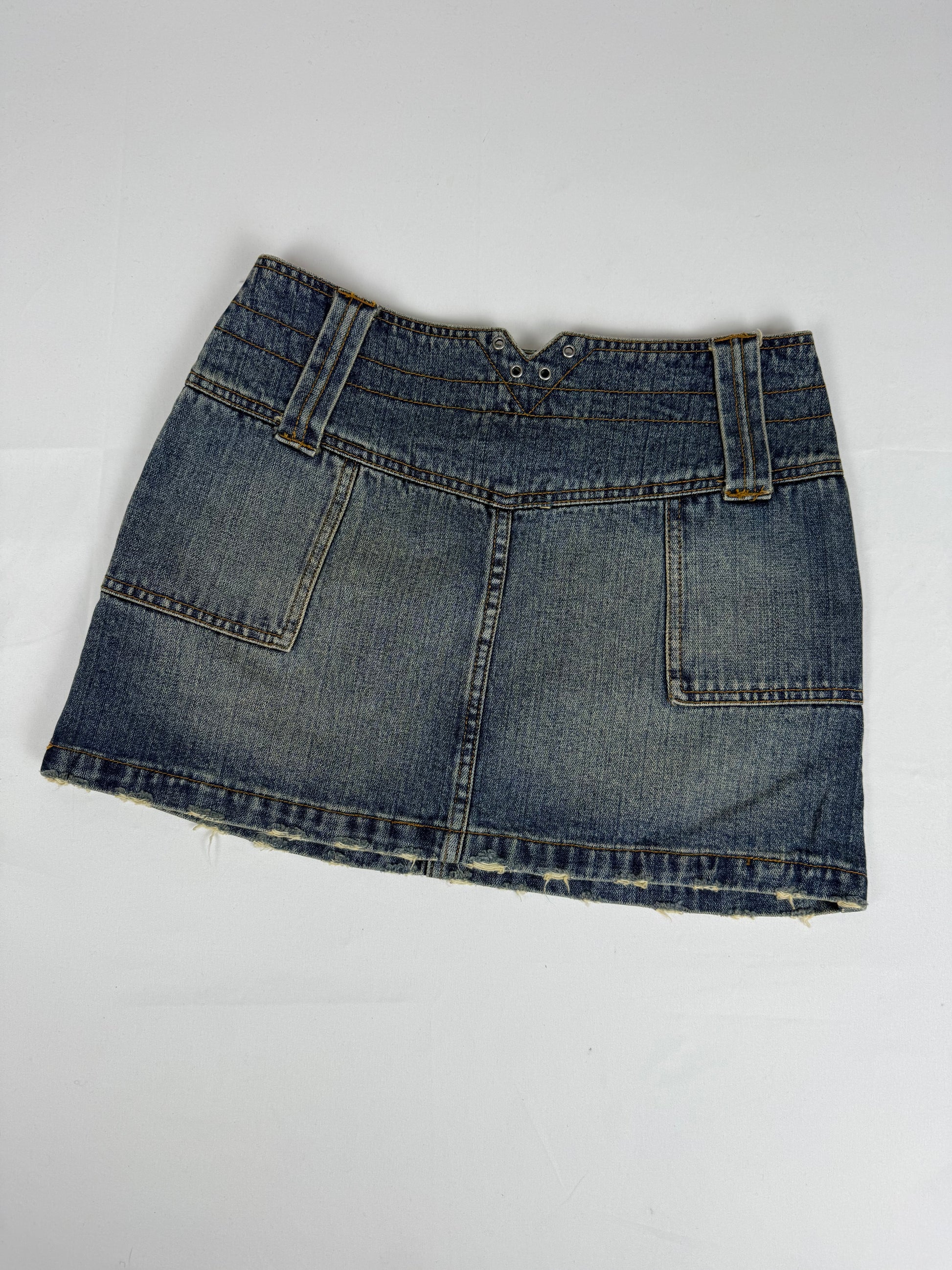 Blue denim low rise brand new mini skirt (S)