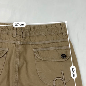 Beige denim low rise cargo mini skirt (S)