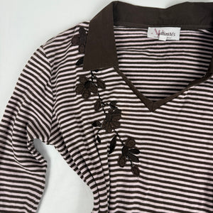 Beige & brown polo neck striped long sleeves top (XL)