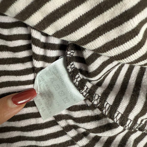 Beige & brown polo neck striped long sleeves top (XL)